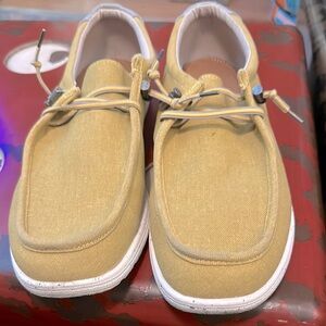 Sun + Stone Yellow Canvas Slip-On Loafers